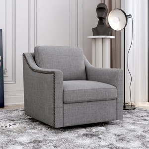 Hrinhom 31.1"W 360°Swivel Chair,Modern Accent Armchair with Metal Base - 1 of 4