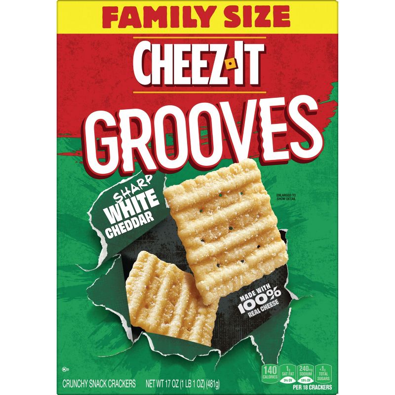 Cheez-It Grooves White Cheddar Family Size - 17oz, 3 of 11