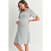 Hello Miz Women's Lounge Ribbed Knit Short Sleeve Maternity Dress - 2 of 4
