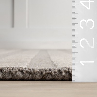 Vestry Bark Gray Wool Striped Rectangular Area Rug, 5' x 8'
