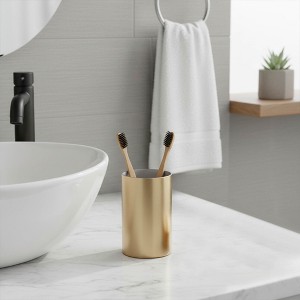 Evideco French Home Goods Modern Brushed Bathroom Tumbler – Sleek Toothbrush Holder, Cup, or Countertop Organizer - 1 of 4