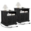 Dyonery Nightstand with Chargers, 24-Inch Wooden Rustic Nightstand, Large Nightstand with Barn Door for Bedroom - 2 of 4