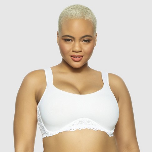 White Ribbed Knit Demi Bra