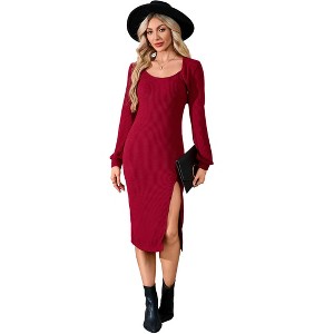 Clearlove 2 Piece Sets for Women Elegant Knit Dress and Cropped Shrug Outfits Set - 1 of 4