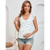 Maternity Top Ruffle Short Sleeve V Neck Discreet Zipper Nursing Top Blouse - 4 of 4