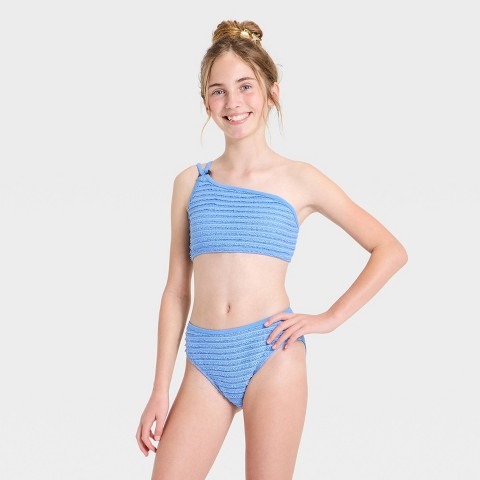 Детские купальники Art Class Girls' Textured One Shoulder Bikini Set - art class™ Blue L