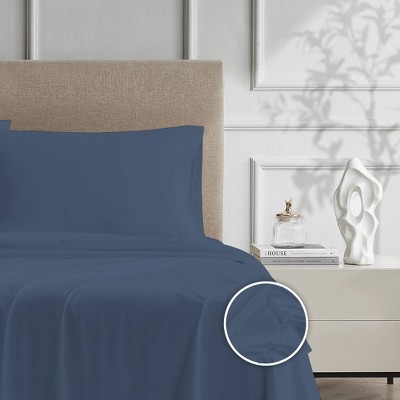 Full Navy Cotton Percale Sheet Set for Kids