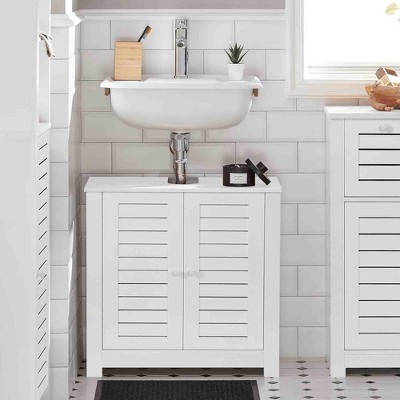 Evideco French Home Goods Under Sink Bathroom Cabinet with 2 Doors and Shelf, Non Pedestal Sink Bathroom Vanity