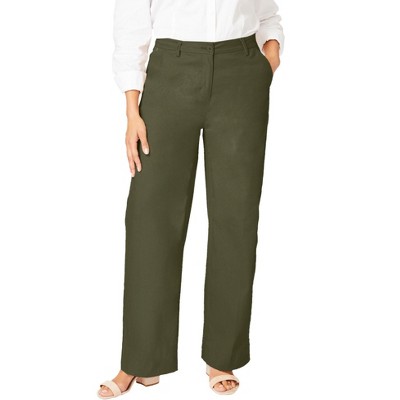 Jessica London Women's Plus Size Stretch Cotton Chino Wide-Leg Trouser