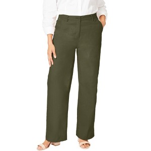 Jessica London Women's Plus Size Stretch Cotton Chino Wide-Leg Trouser - 1 of 4