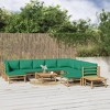 vidaXL Garden Lounge Set Natural Bamboo, Green Cushions Bamboo, Polyester - 2 of 4