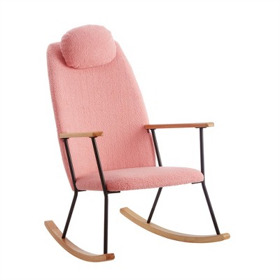 OUTSUPPLY Accent Chairs with Adjustable Headrest Pillow, Modern Rocking Chairs, Comfy Side Chair for Nursery, Bedroom, Living Room