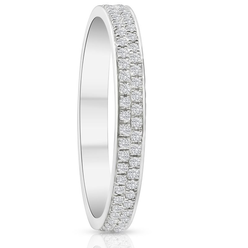 Pompeii3 Change to Size 6.5. 1/2Ct Pave Double Row Eternity Ring 18k White Gold, 2 of 5