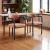 Modern Boucle Upholstered Dining Chairs Set of 2 with Curved Backrest and Sturdy Black Metal Legs for Kitchen, Dining Room, or Lounge Seating - 2 of 4