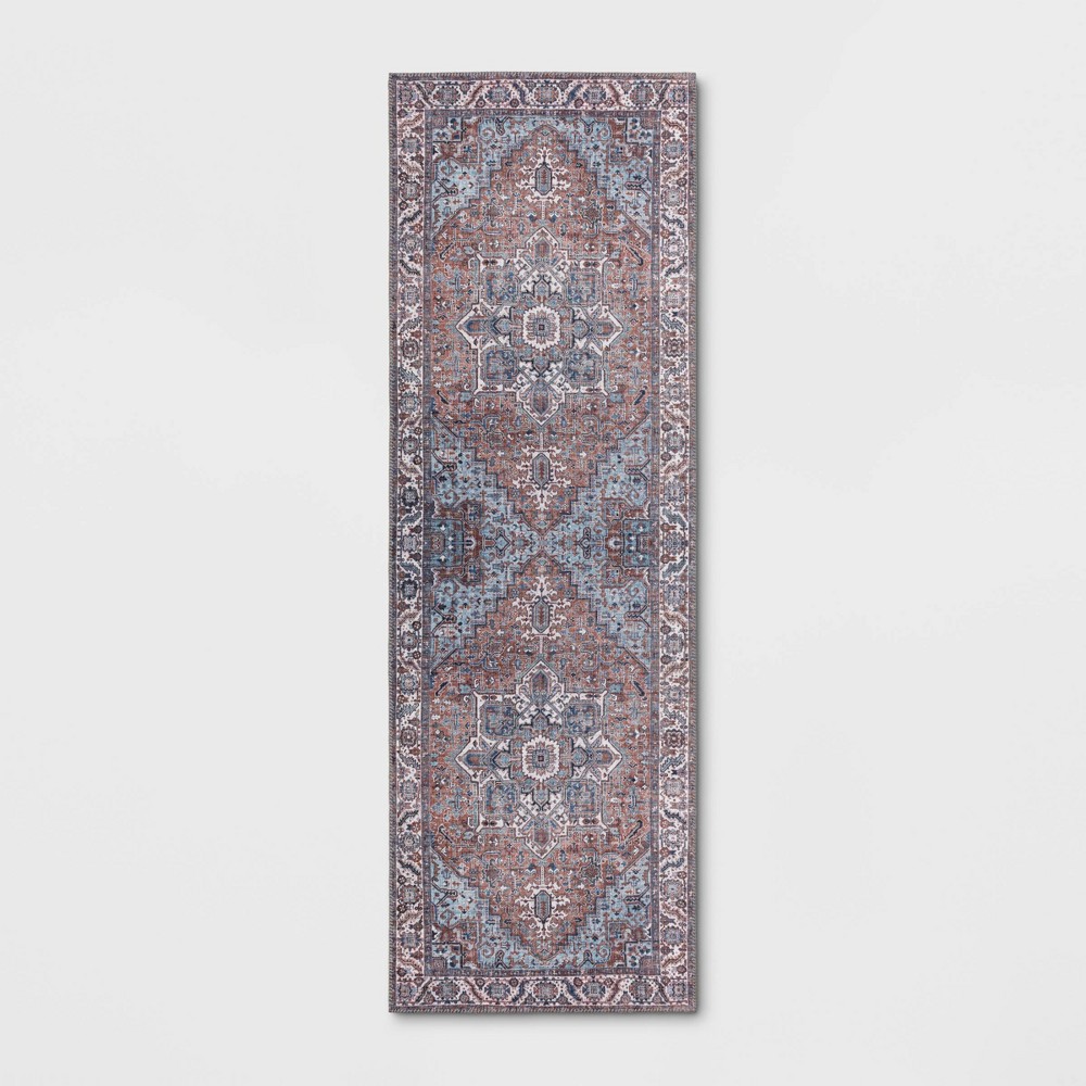 2'6inx8' Runner Brya Ave Bold Persian Style Rug Brown/Blue - Opalhouse™