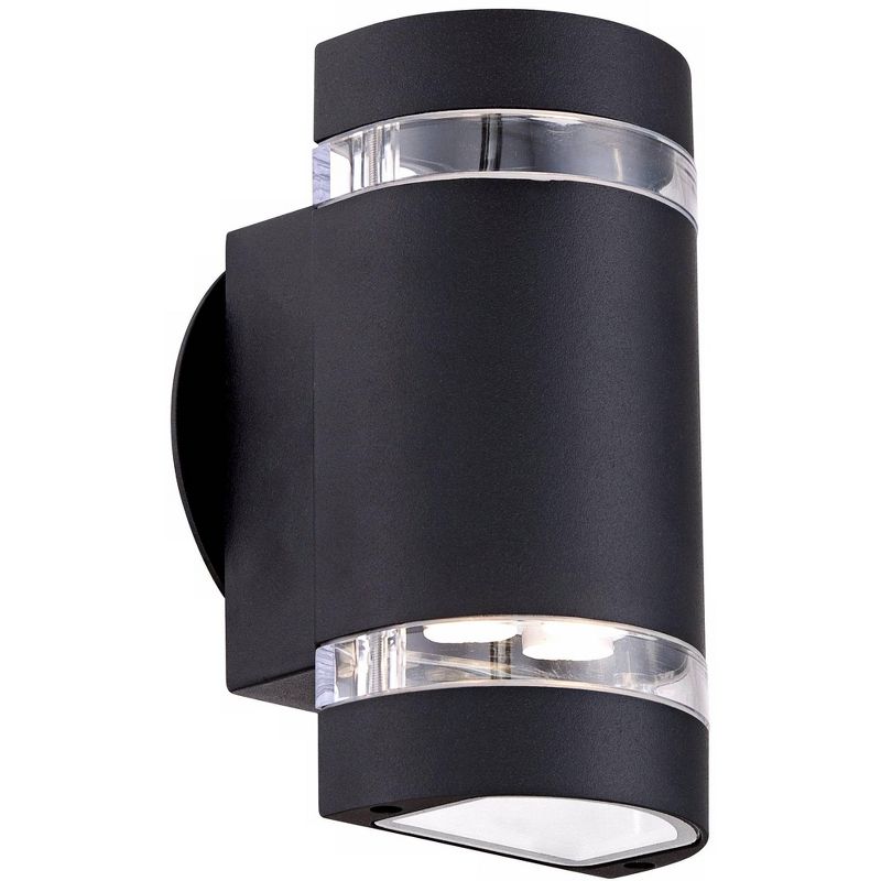 Possini Euro Design Modern Outdoor Wall Light Fixture LED Black 7 3/4" Tempered Clear Glass Up Down for Exterior House Porch, 5 of 9