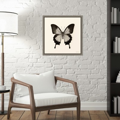 Amanti Art Butterfly III BnW by Debra Van Swearingen Canvas Wall Art Print Framed 16-in. x 16-in.