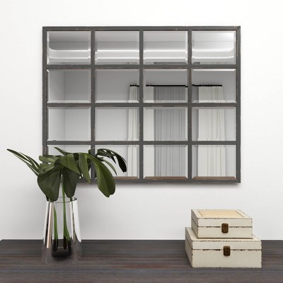 Black Window Pane Industrial Full-Length Wall Mirror 48"