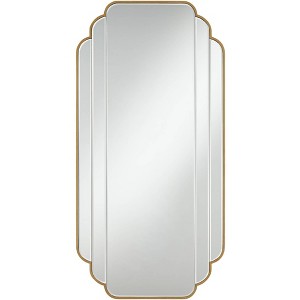 Noble Park Symphony Rectangular Vanity Accent Wall Mirror Modern Beveled Scalloped Edge Matte Brush Gold Frame 23 1/2" Wide for Bathroom Bedroom House - 1 of 4