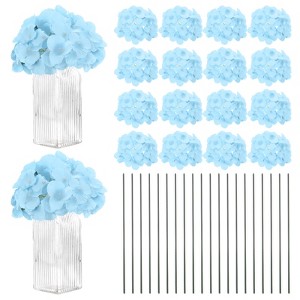 Unique Bargains Plastic Durable Realistic Reusable Silk Hydrangea Flowers with Stems for Home Decor/Wedding 9.84 In - 1 of 4