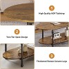 Farmhouse Oval Coffee Table, 2 Tier Center Table with Open Storage, Modern Industrial Tea Table, Wooden Cocktail Table with Metal Frame - 4 of 4