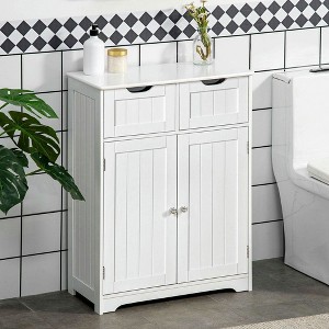 Resenkos Freestanding Bathroom Storage Cabinet, Floor Cabinet with 2 Drawers, Adjustable Shelf, White - 1 of 4