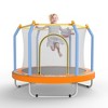 Whisen 55” Kids’ Trampoline with Safety Net, Foam-Covered Poles, Double-Sided Zipper and Basketball Hoop - 2 of 4