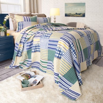 Hastings Home Lynsey Twin Quilt Set - 2 Pieces, Blue/Green/Yellow
