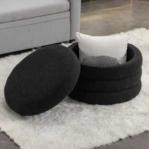 CENGHU Soft Velvet Round Ottoman, Bedroom End Bench, Velvet Ottoman Entryway Footstool, End Bench, Ottoman Bench for Living Room & Bedroom - 1 of 4