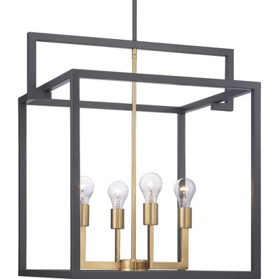 Blakely Graphite and Brass 4-Light Geometric Pendant