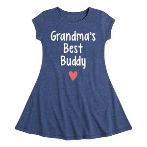 Girls' - Instant Message - Grandma Heart Best Buddy Fit & Flair Cap Sleeve Graphic Dress - 1 of 4