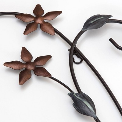 Chemilla Floral Copper and Black Iron Wall Art, 11" x 30"
