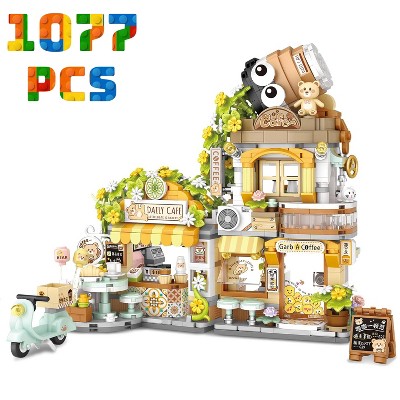 Boersma 1077 PCS Coffee Shop Mini Building Set – DIY Architecture Kit for Adults & Kids 8+, Creative Construction Blocks Gift for Cafe Lovers