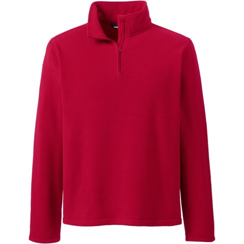 Lands' End School Uniform Men's Lightweight Fleece Quarter Zip Pullover -  Small - Red : Target