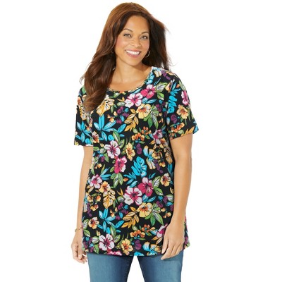Catherines Women's Plus Size Easy Fit Short Sleeve Scoopneck Tunic