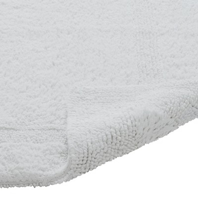 White Cotton Reversible Bath Mat Rug Set