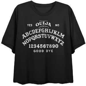 Ouija Game Board Women’s Black Crew Neck Short Sleeve Crop Top - 1 of 4