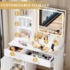FONTOI 35.4"W Makeup Vanity Table Desk with Mirror Cabinet Drawers Shelves and Storage Stool for Bedroom Dressing Room, White, 35.43"*23.23"*8.46" - 4 of 4