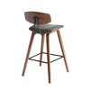 28.5" Fox Mid-Century Bar Height Barstool Faux Leather with Brushed Wood - Armen Living - 4 of 4