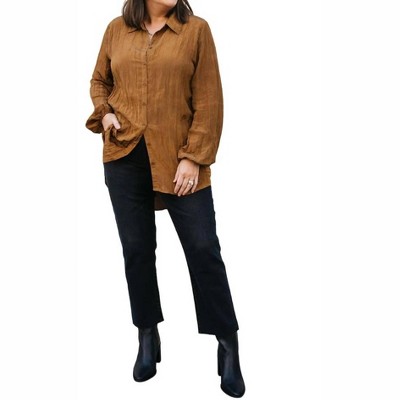 Women's CRINKLE SATIN SHIRT - b.young