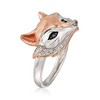 Ross-Simons Two-Tone Sterling Silver Fox Ring With Sapphire and Diamond Accents - 3 of 4