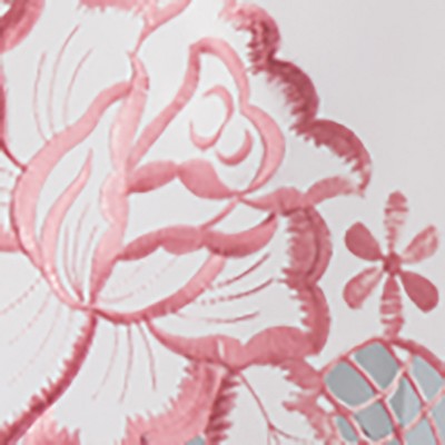 White and Mauve Embroidered Rose Polyester Window Valance