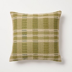 18"x18" Stripe Square Toss Pillow Green/Tan - Hearth & Hand™ with Magnolia - 1 of 4