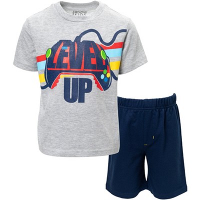 Funstuff Little Boys T-shirt And French Terry Shorts Outfit Set Grey ...