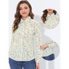 Allegra K Women's Point Collar Long Button Sleeve Button Down Floral Shirt - 2 of 4
