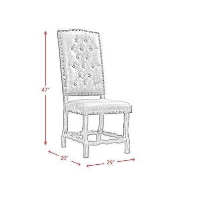 Tall Brown Faux Leather Tufted Side Chair with Wood Frame
