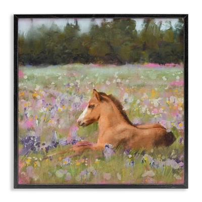 Stupell Industries Foal Horse Lounging Flower Meadow, 17" x 17"