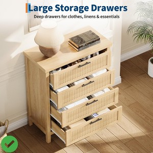 Fluted 4/7 Drawers Dresser for Bedroom 35.4" Tall Chest of Dressers for Closet 4 Fluted Drawers with Metal Handle - 1 of 4
