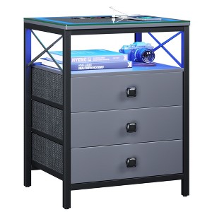 Fredees Nightstand with Charging Station, Suitable for Bedroom, Easy to Assemble - 1 of 4