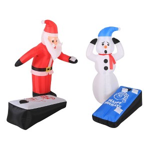 Occasions 5' INFLATABLE SANTA AND SNOWMAN PLAYING CORN HOLE WITH INNER, 5 ft Tall, Multicolored - 1 of 4